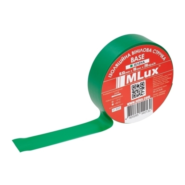 Зелена ПВХ ізострічка MLux BASE (Ящик - 250 шт.) Зелена ПВХ ізострічка MLux BASE (Ящик - 250 шт.)
